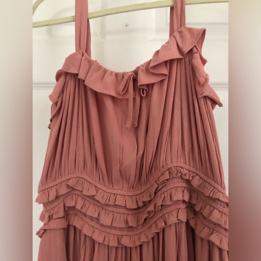 NWT pink ruffled midi dress
